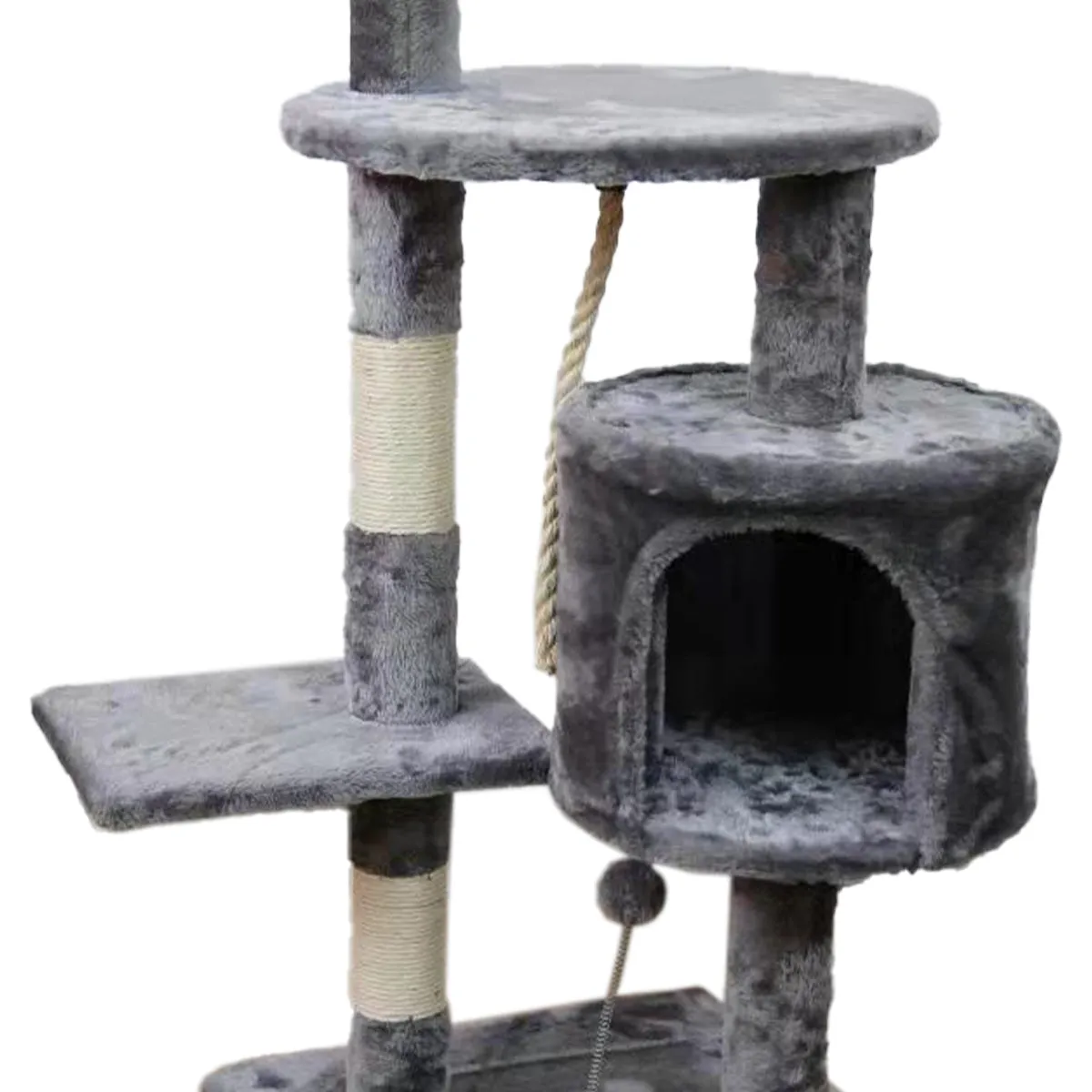 110cm Cat Tree with Toys, Plush Fabric, Eco-Friendly - Furtastic