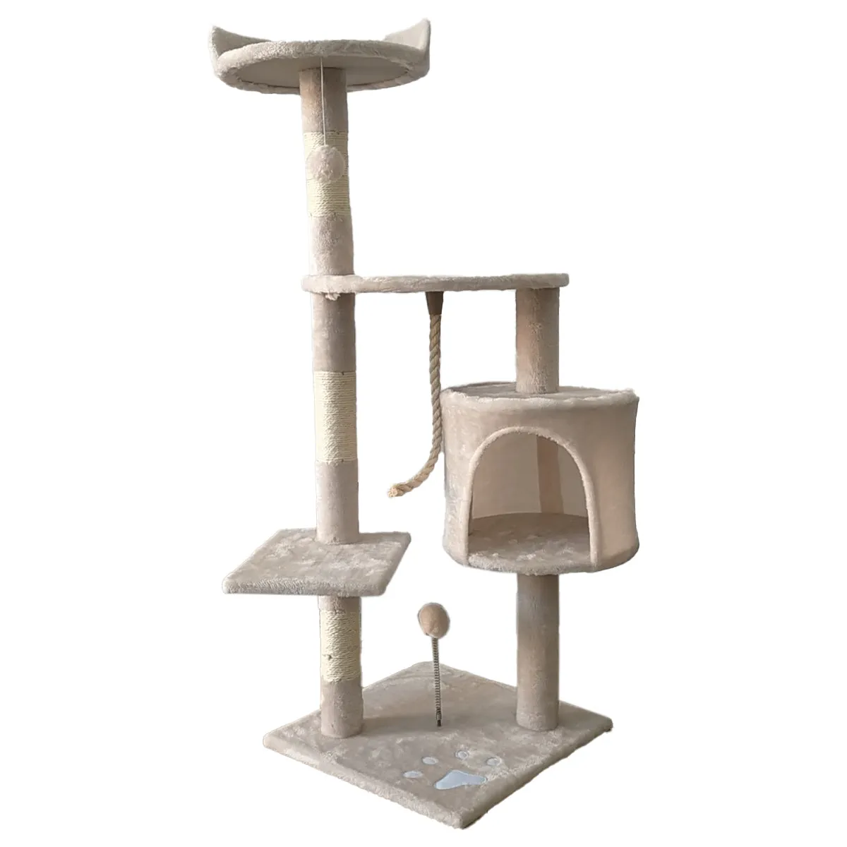 110cm Plush Multi-Level Cat Tree with Toys & Posts