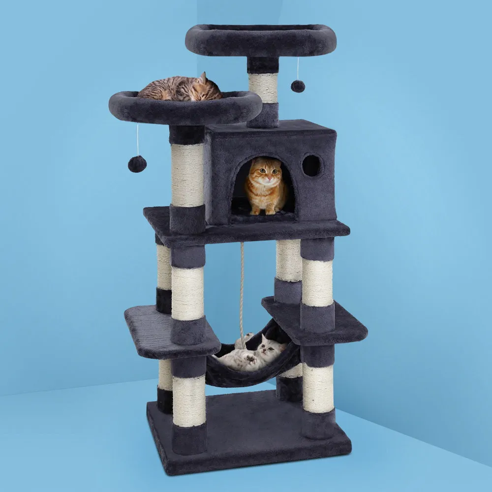 145cm Premium Wood Cat Tree Scratching Post, Hammock - i.Pet