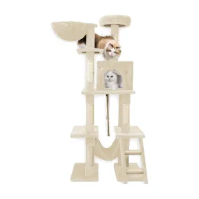 155cm Plush Cat Condo Tree w/ Sisal Posts & Platforms