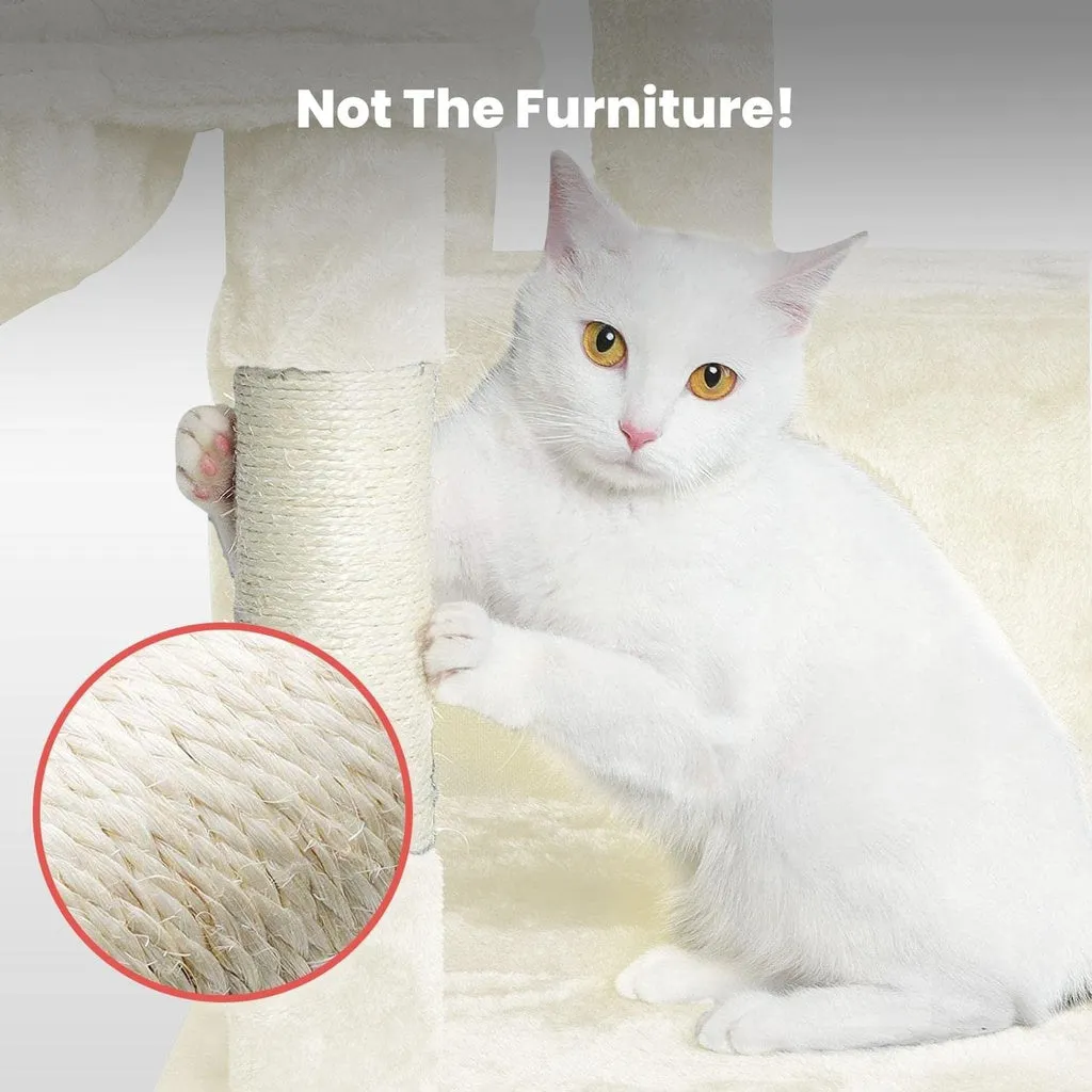 155cm Plush Cat Condo Tree w/ Sisal Posts & Platforms