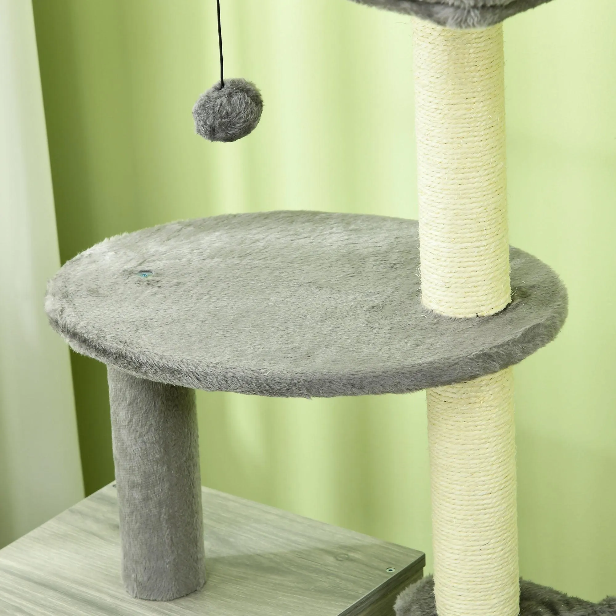 2-in-1 Cat Litter Box and Cat Tree House, Scratching Posts - Grey