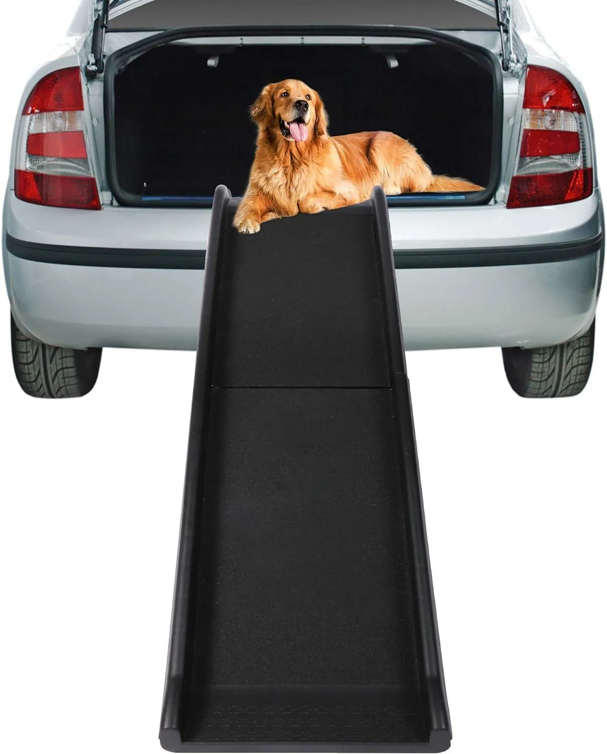 5ft Folding Dog Ramp Portable Anti-Slip Pet Ramp with Raised Side 2 Replacement Surface, Black