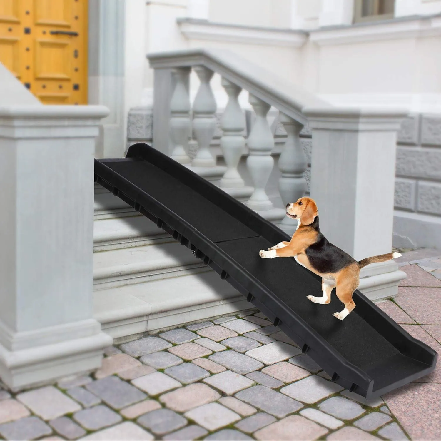 5ft Folding Dog Ramp Portable Anti-Slip Pet Ramp with Raised Side 2 Replacement Surface, Black