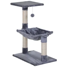 70cm Cat Tree for Indoor Cats Durable Natural Sisal Scratching Posts Hammock Bed Kitty Activity Center Grey