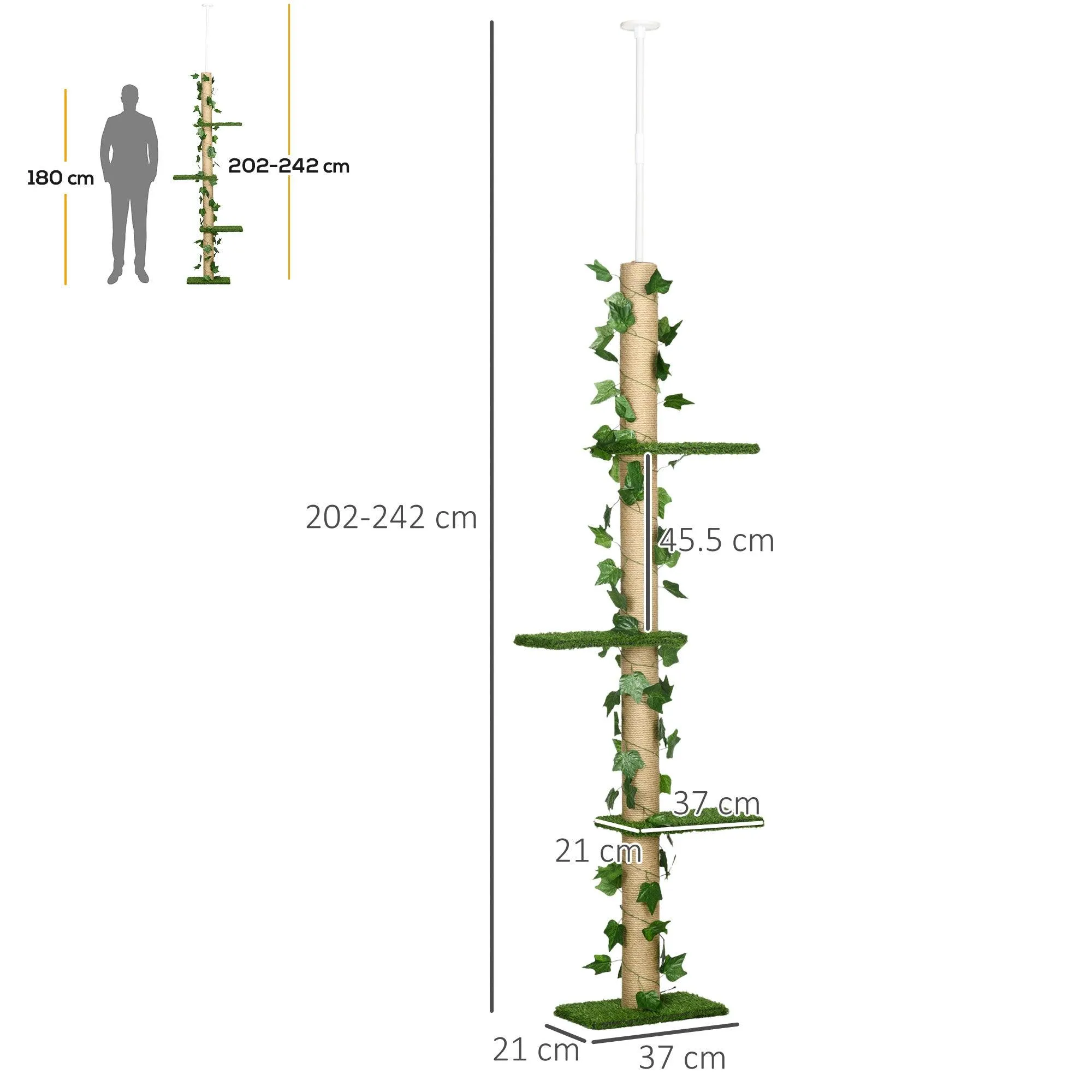 Adjustable Floor-to-Ceiling Cat Tower, Green