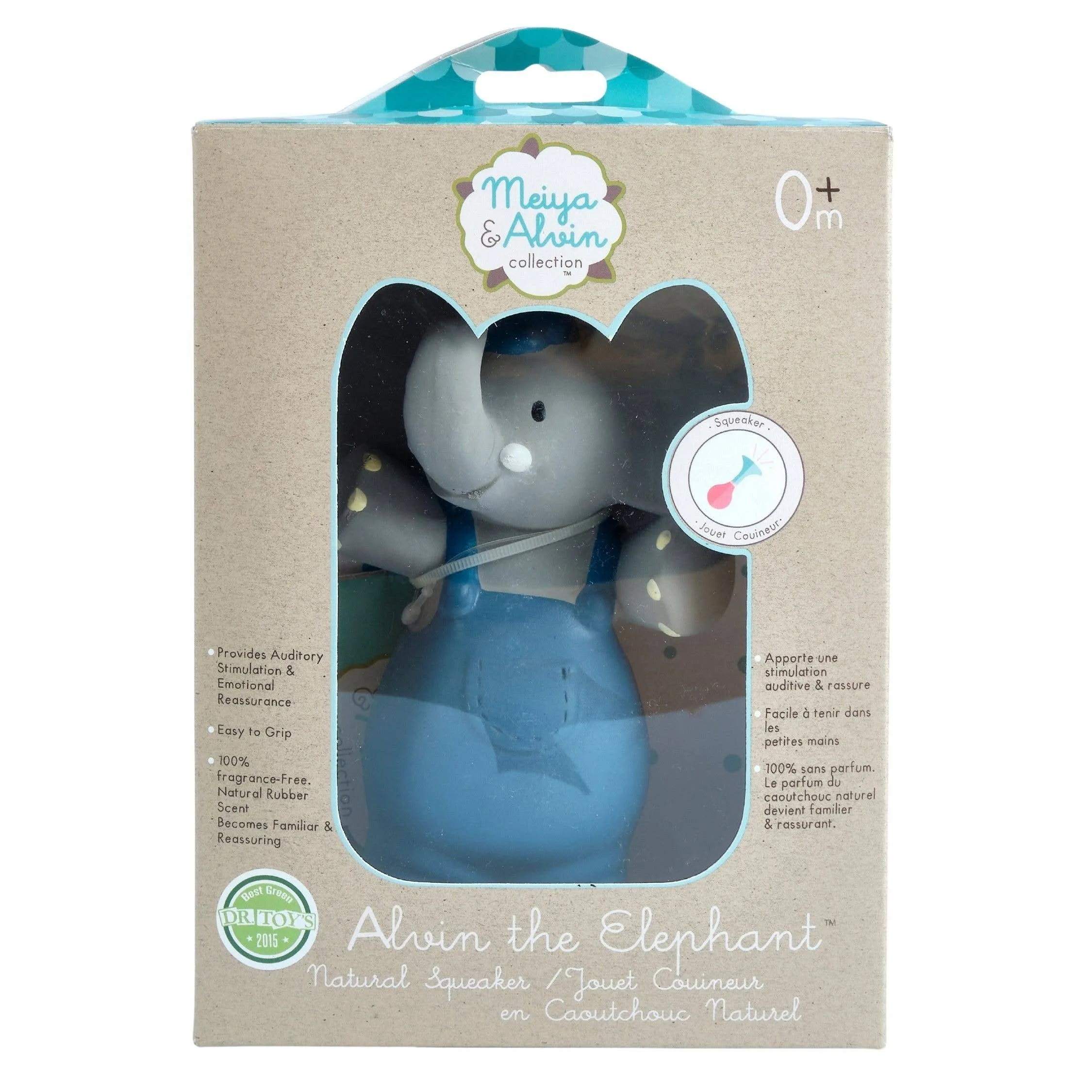 ALVIN THE ELEPHANT - ALL NATURAL RUBBER ORGANIC SQUEAKER TOY