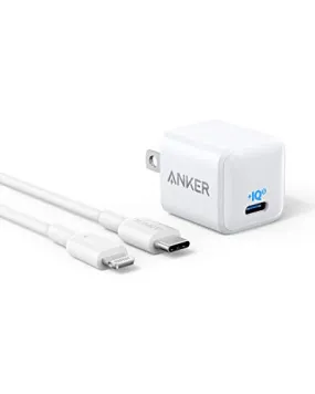 Anker Nano Charger, 20W PIQ 3.0 Durable Compact Fast Charger with 6ft USB-C to Lightning Cable, PowerPort III USB-C Charger for iPhone 12 / 12 Mini / 12 Pro / 12 Pro Max / iPad Pro and More