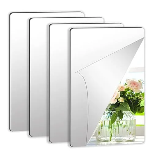 ATORSE® 4X Mirror Sticker Removable Easy to Use Mirror Tiles for Gym Door Wall Decor