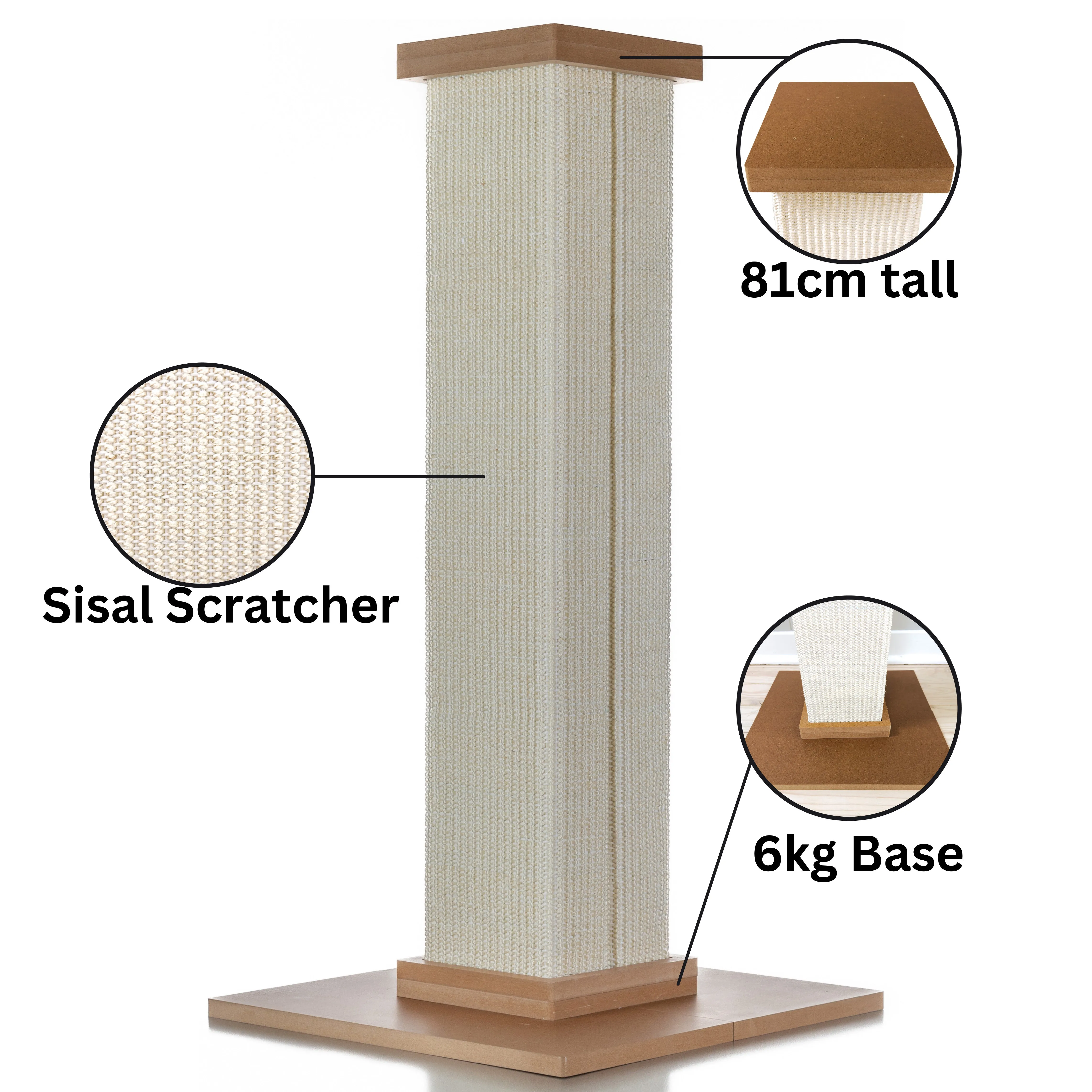 AUSSIE FURBABY Cat Scratching Post - 81cm Scratch Post Cat Tower, Durable Tall Cat Scratcher Post, Perfect for Cat Scratching Needs. Cat Scratching Posts protect furniture. Vertical cat toys for cats