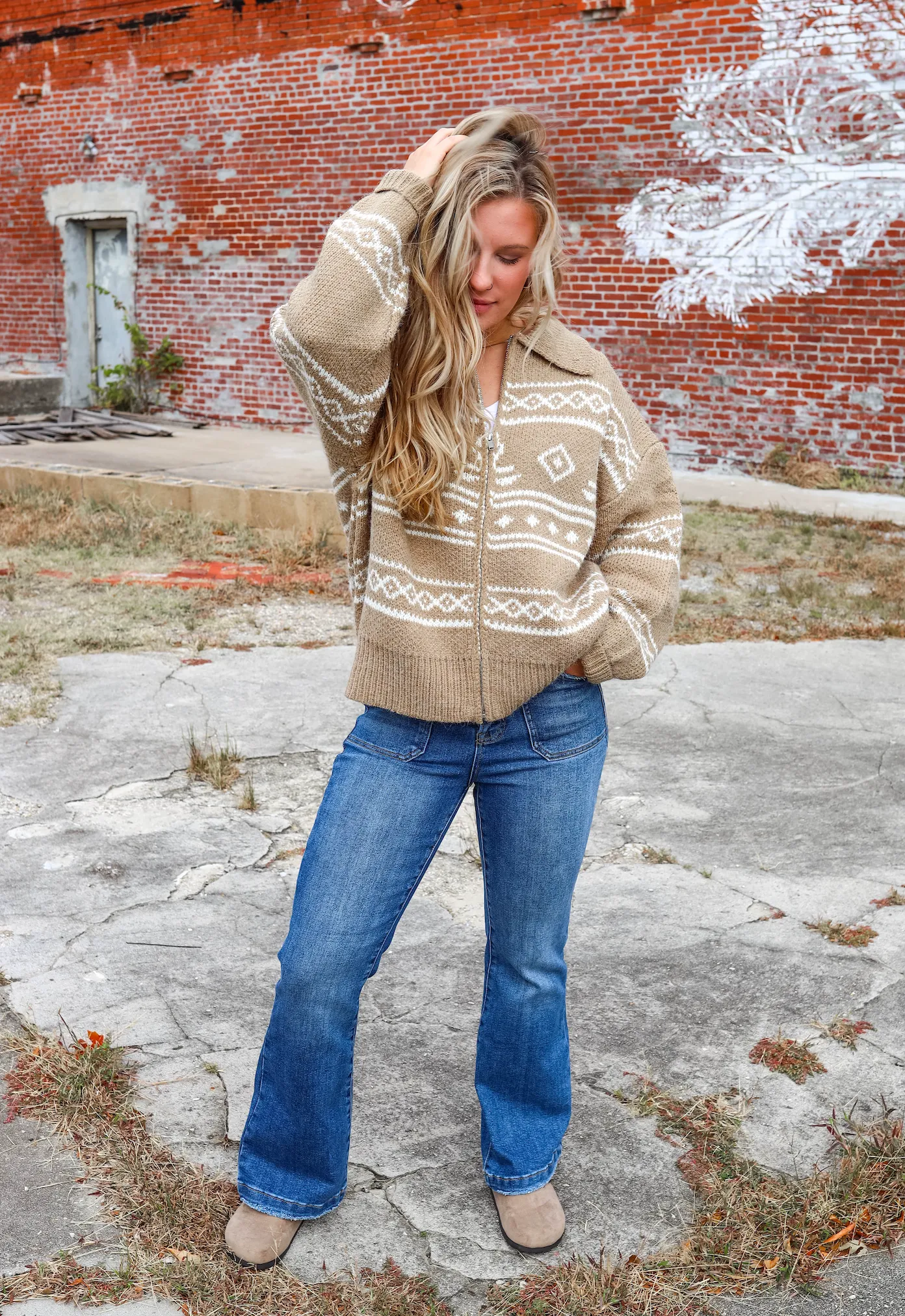 Aztec Zip Up Sweater