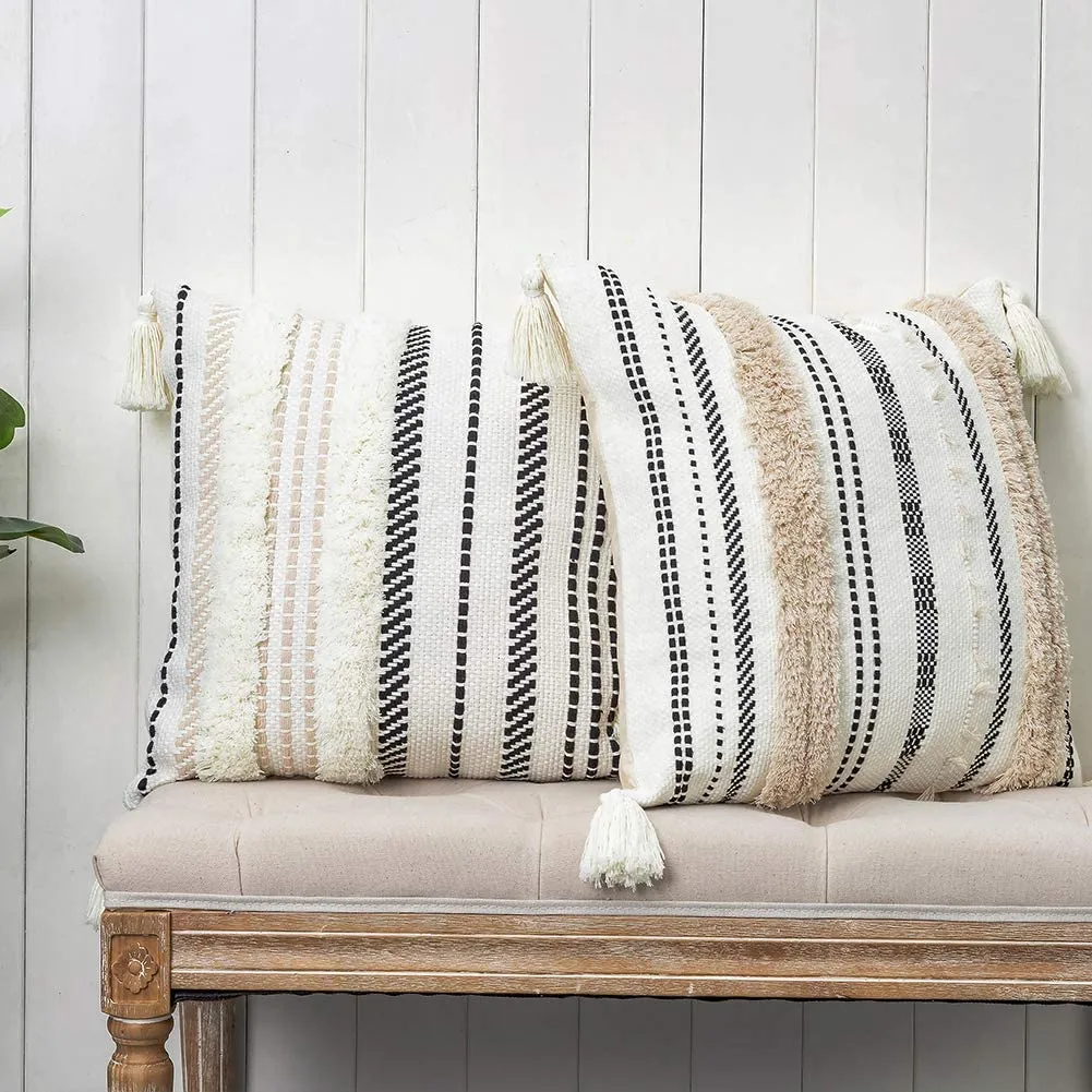 Boho Khaki Tufted Pillows