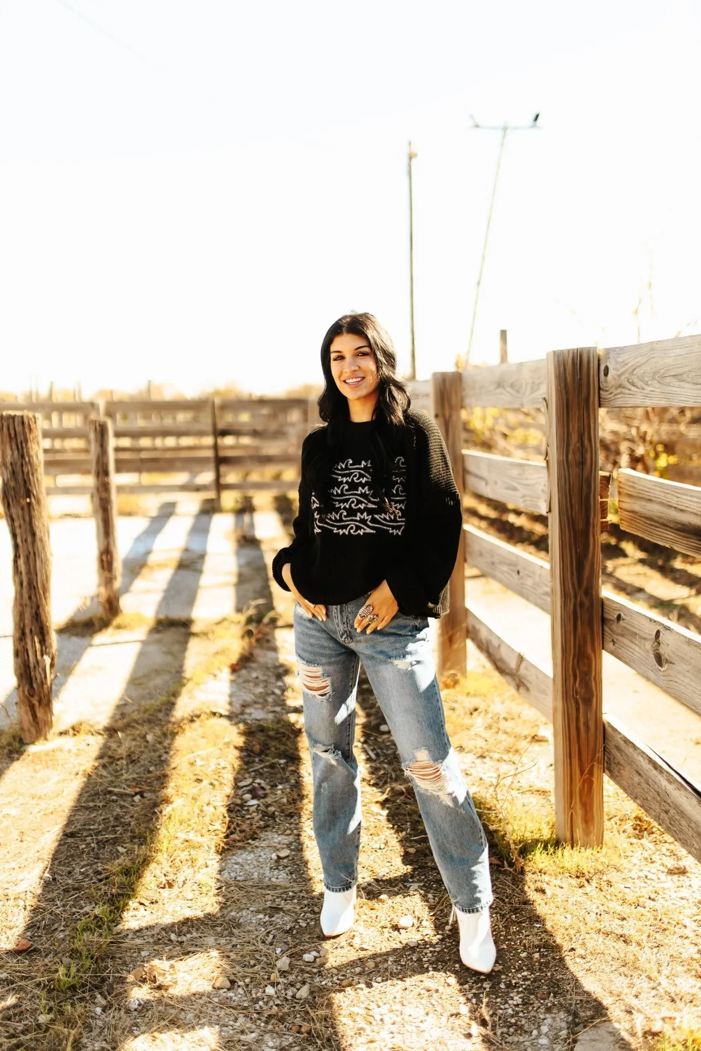 Boot Stitch Embroidered Sweater