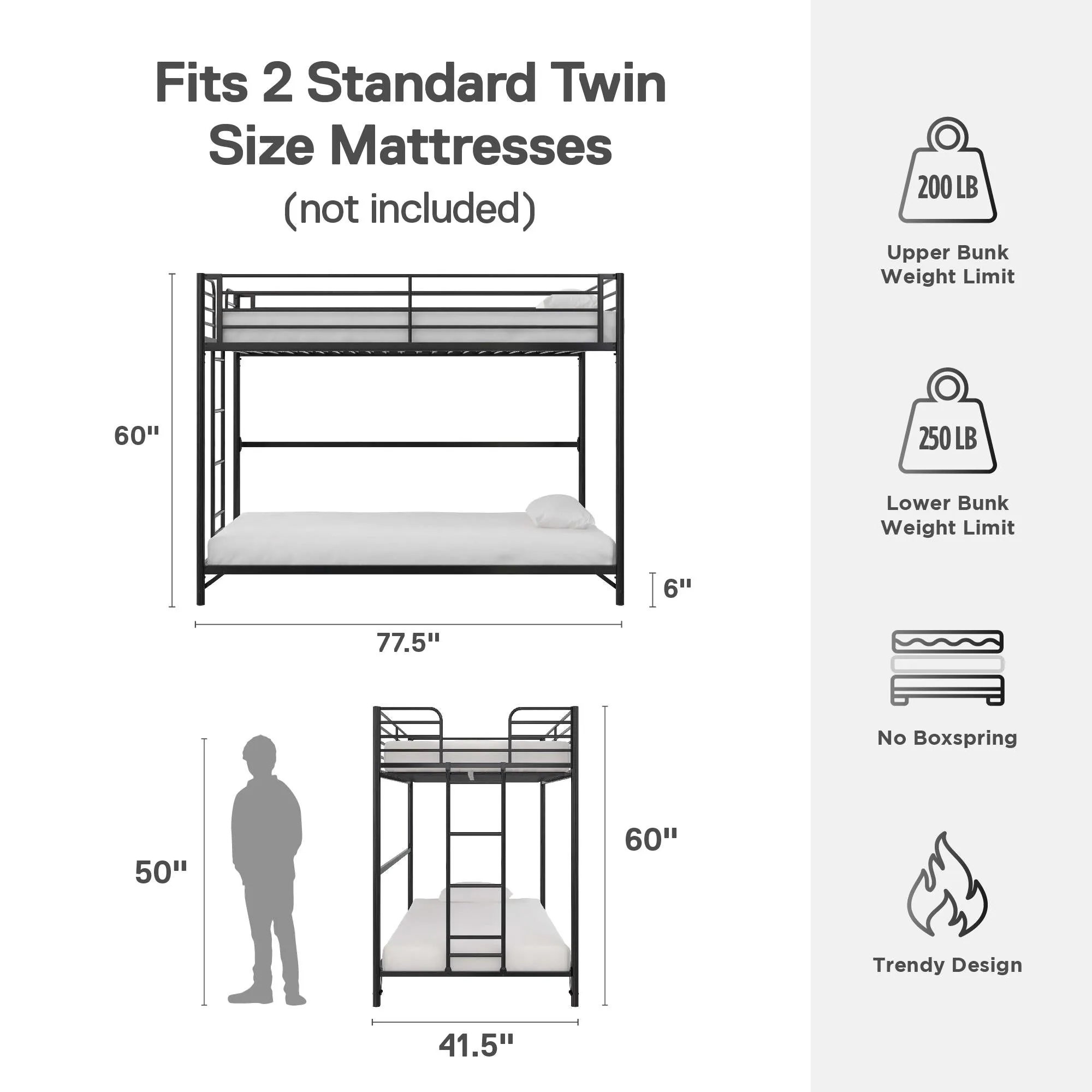 BrEZ Build Daven Easy Assembly Bunk Bed