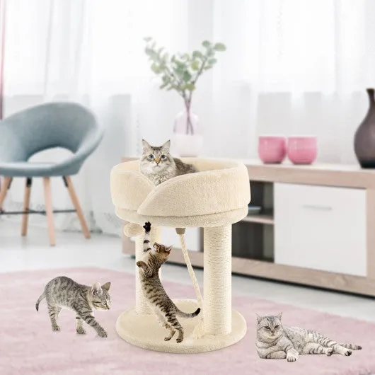 Cat Climbing Tree with Plush Perchs and Scratching Post-Beige