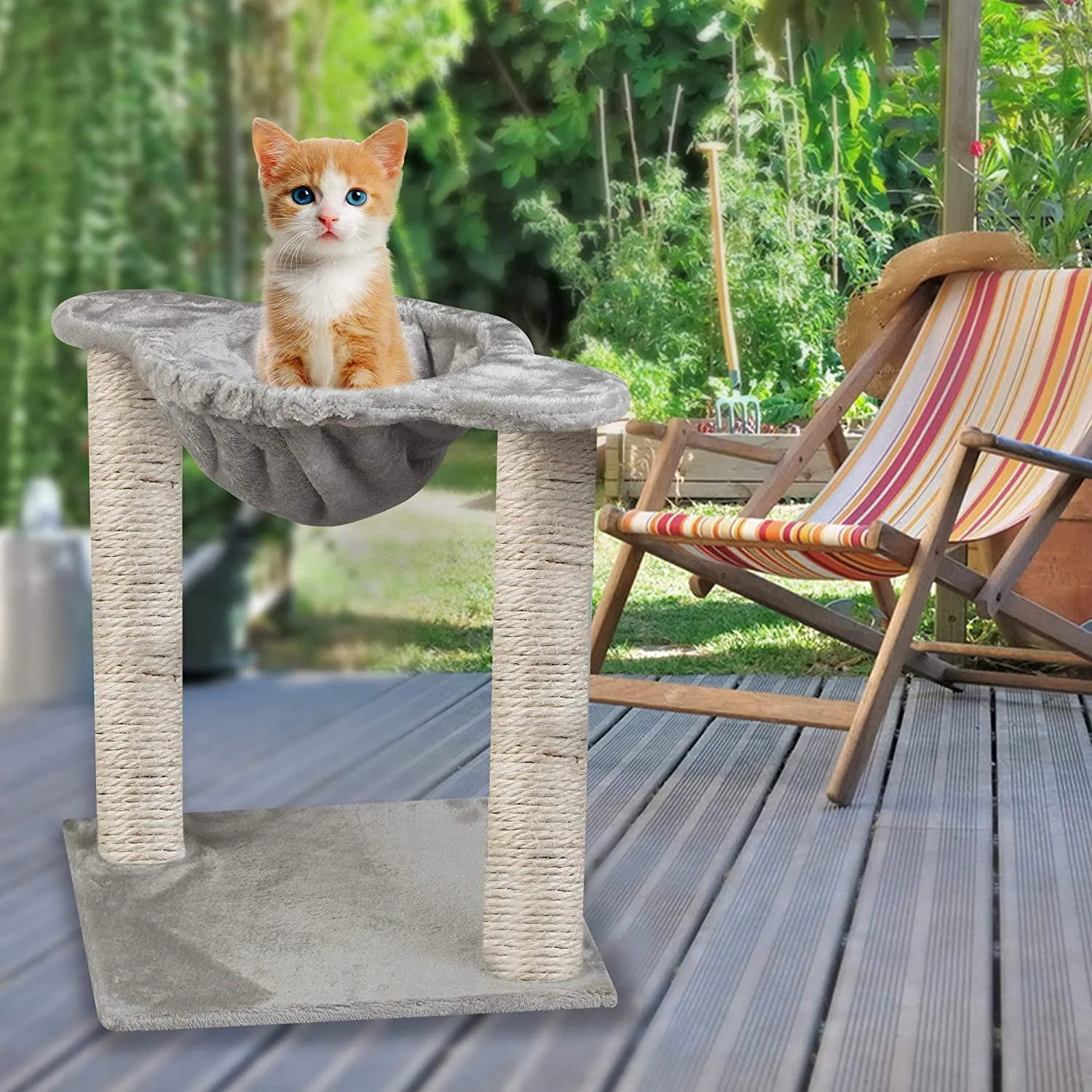 Cat Tree Cat Scratching Cat Climber with Condo Cat Tower Furniture and Hammock,Sisal-Covered, 19.7"