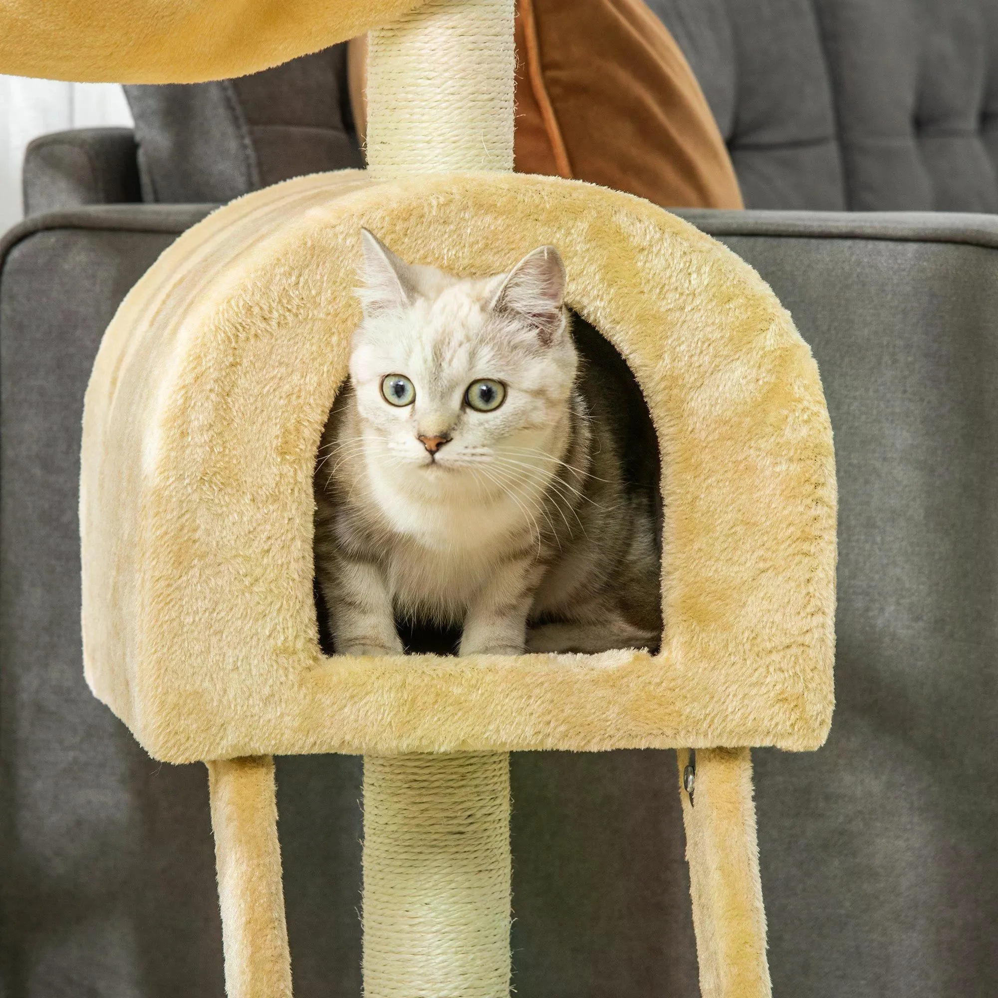 Cat Tree Tower Activity Centre w/ Hammock, 98cm - Beige