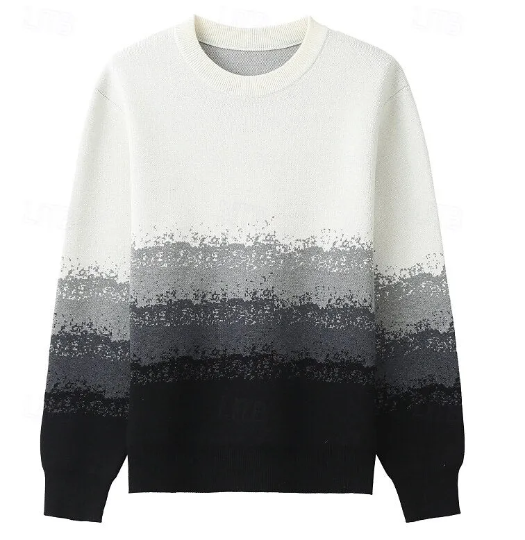 Crew Neck Gradient Pullover Sweater