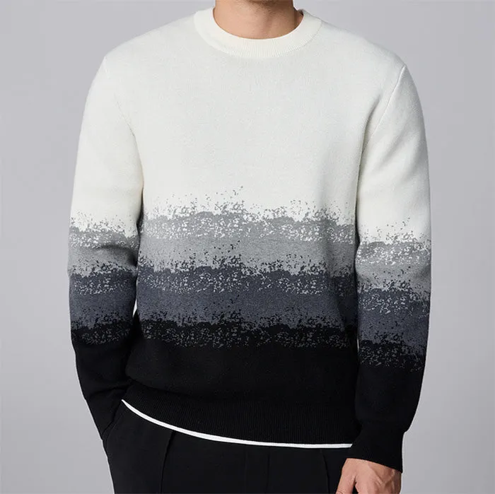 Crew Neck Gradient Pullover Sweater