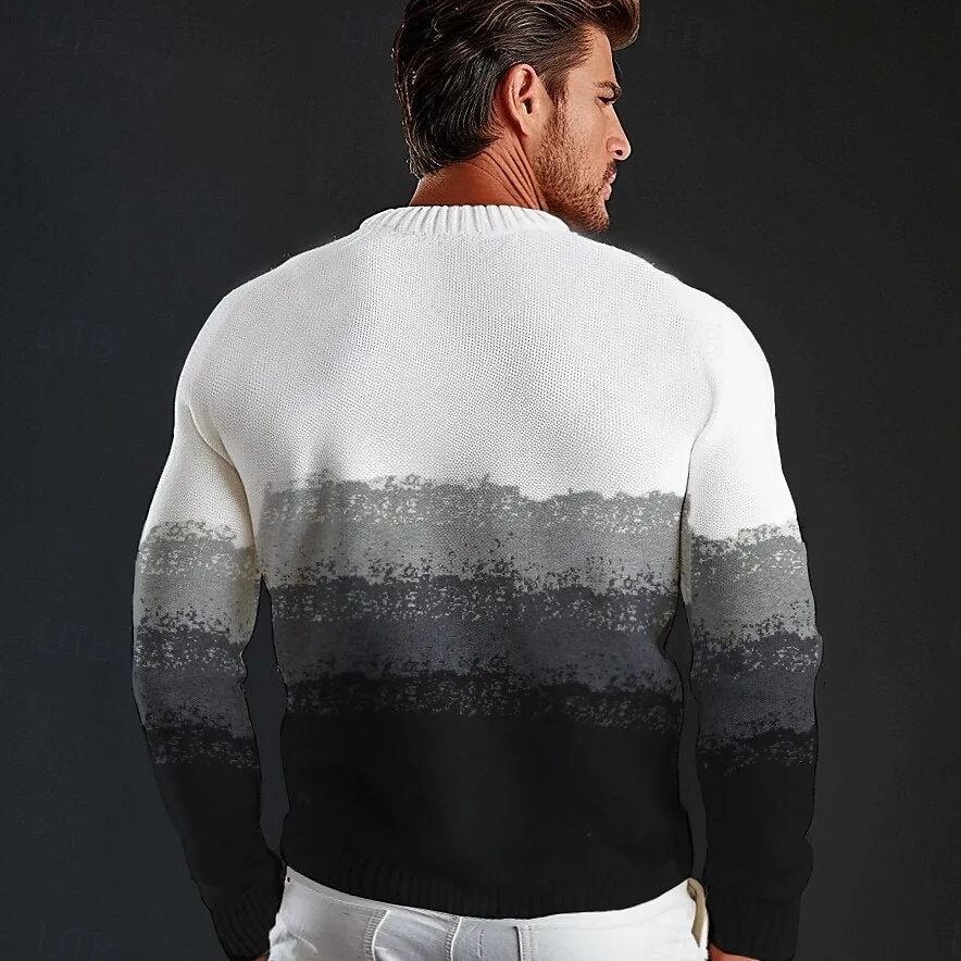 Crew Neck Gradient Pullover Sweater