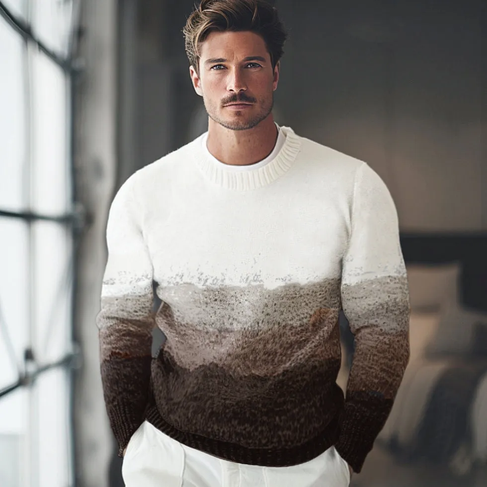 Crew Neck Gradient Pullover Sweater