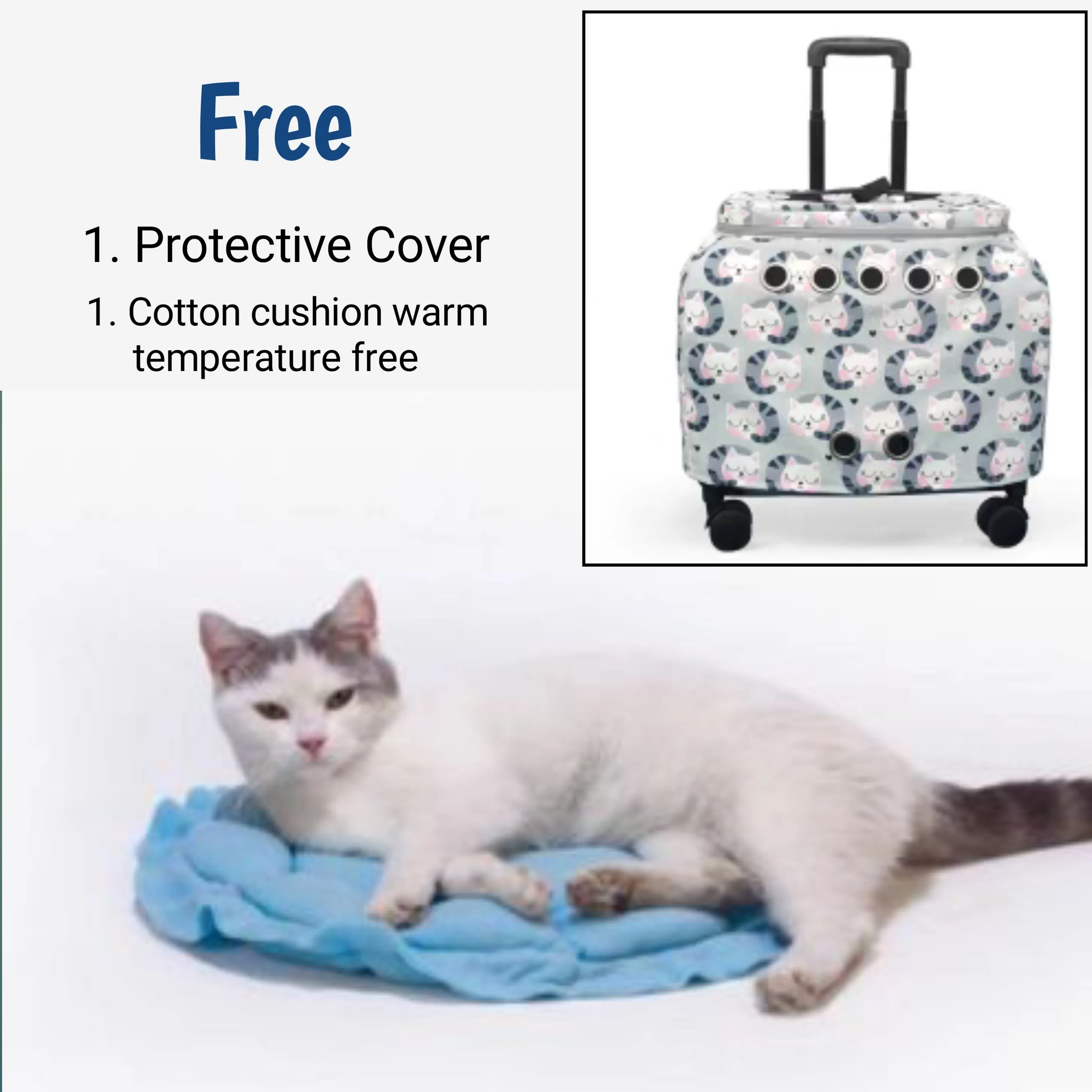 CutePetStory® Transparent Pet Travel Trolley