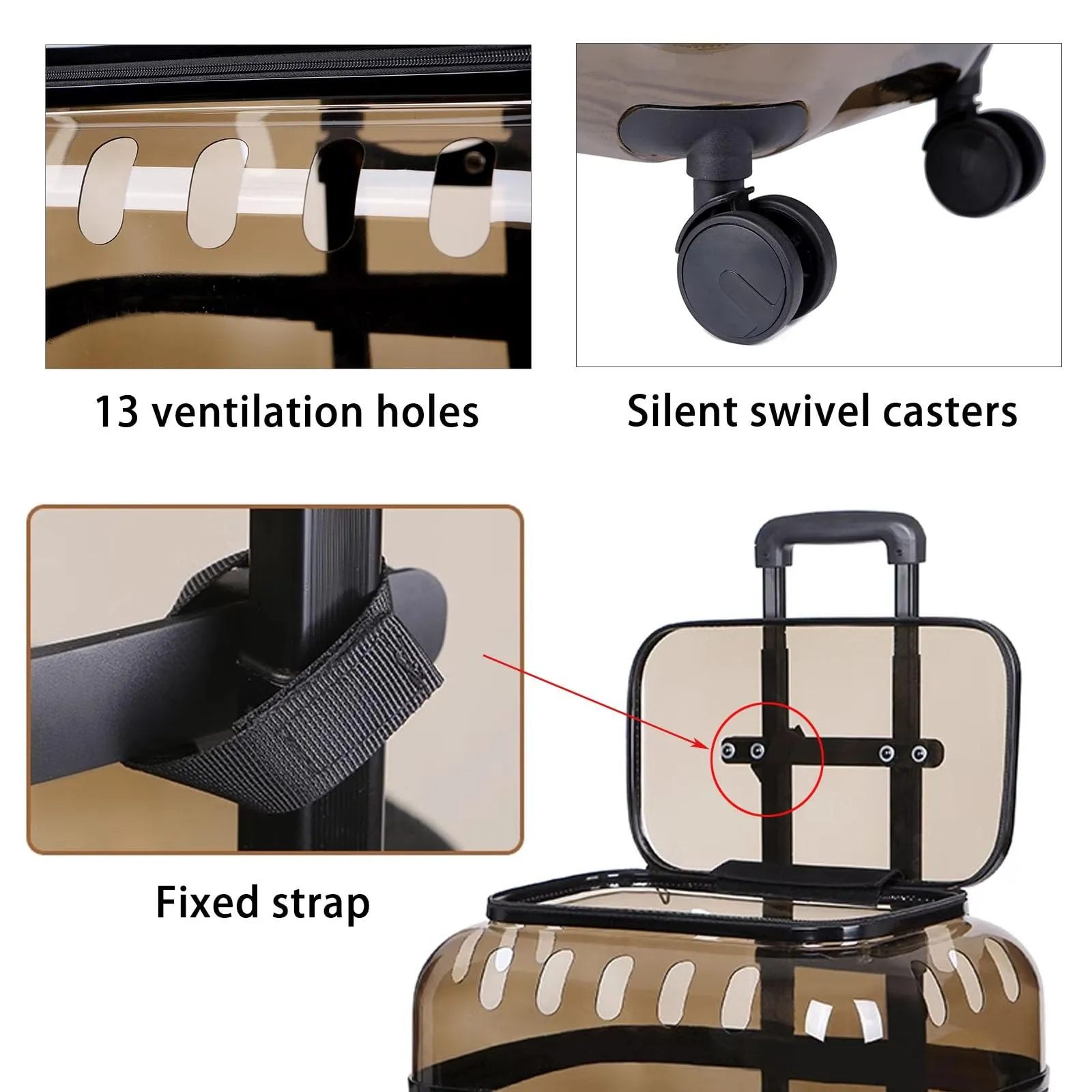 CutePetStory® Transparent Pet Travel Trolley