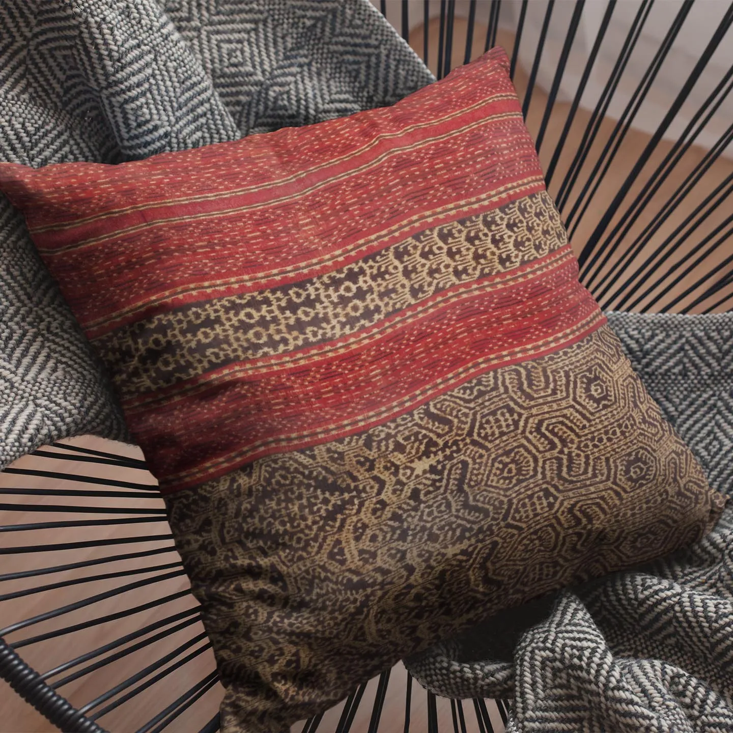 Dayak Tribe (Borneo) Ikat -Inspired Tribal Pillows | Throw Pillows