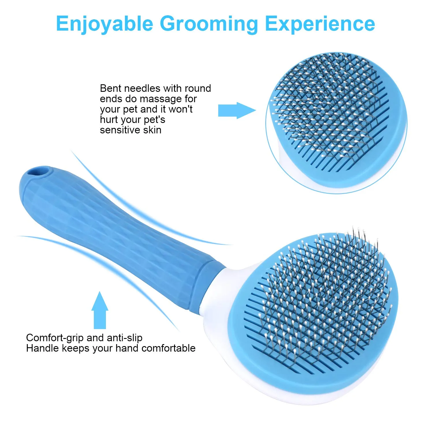 Depets Self Cleaning Slicker Brush, Pet Grooming Shedding Brush for Dogs and Cats