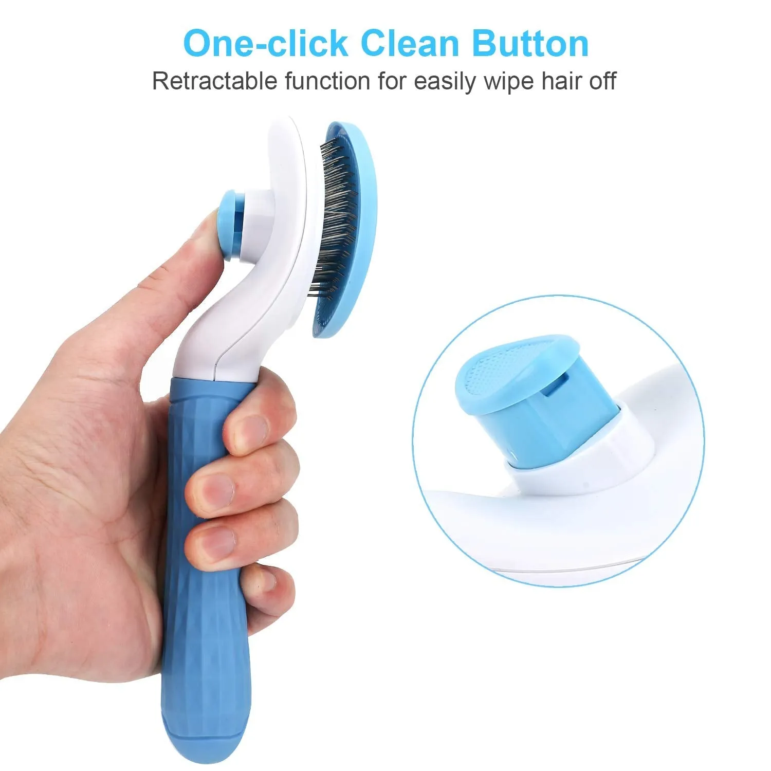 Depets Self Cleaning Slicker Brush, Pet Grooming Shedding Brush for Dogs and Cats