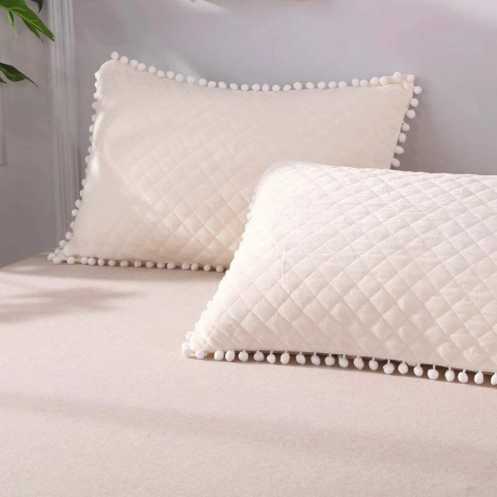 Diamond Beige Pom Pom Pillows