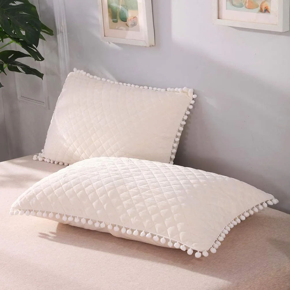 Diamond Beige Pom Pom Pillows