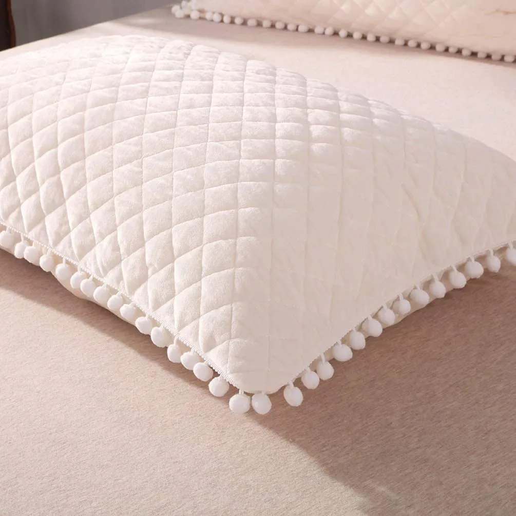 Diamond Beige Pom Pom Pillows