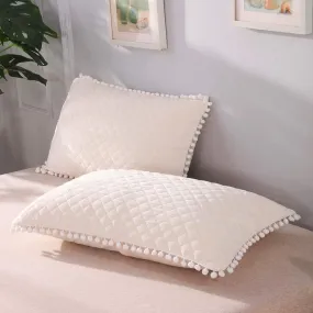 Diamond Beige Pom Pom Pillows