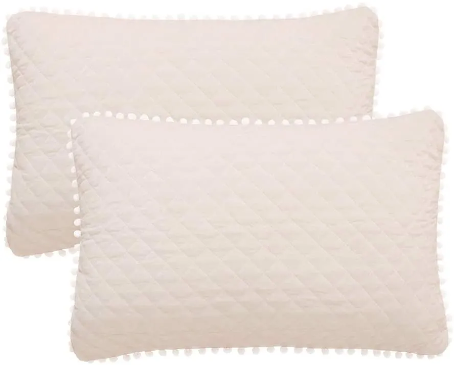 Diamond Beige Pom Pom Pillows