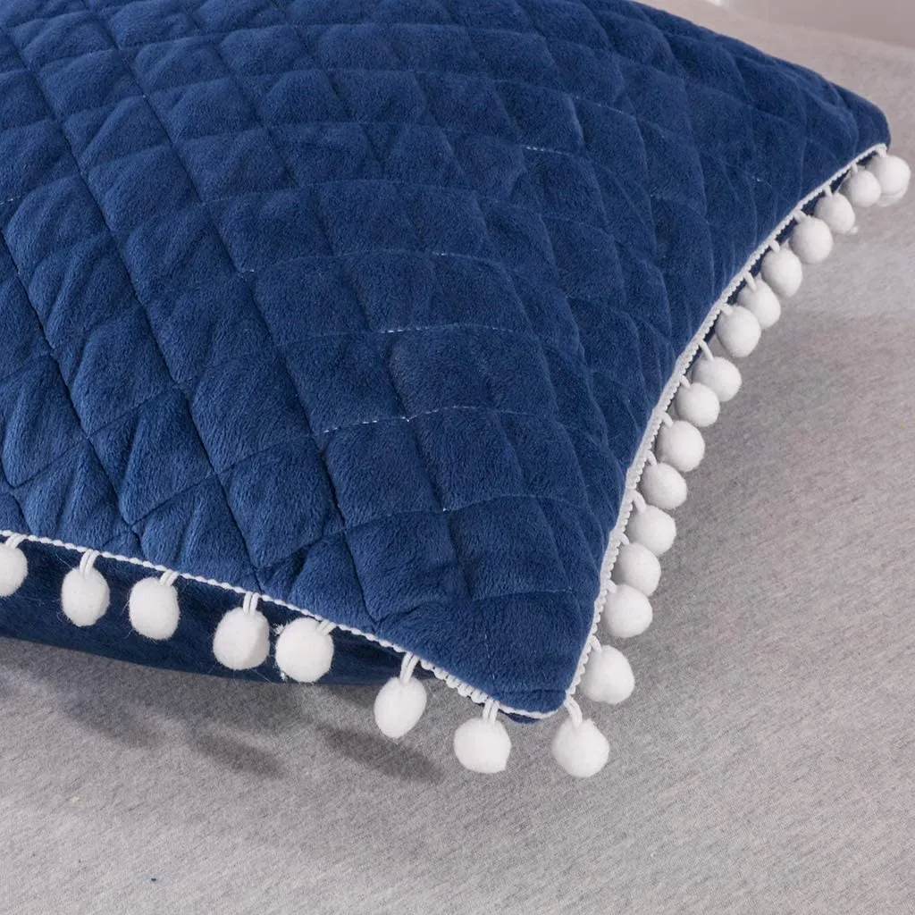 Diamond Blue Pom Pom Pillows