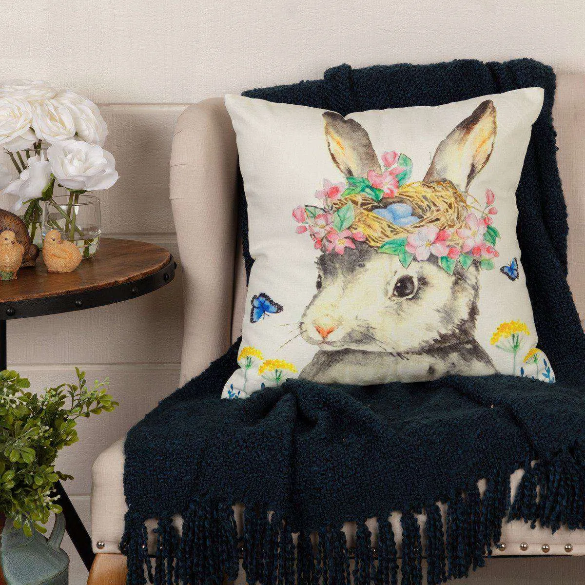 Easter Bunny Whimsy Pillow 18"