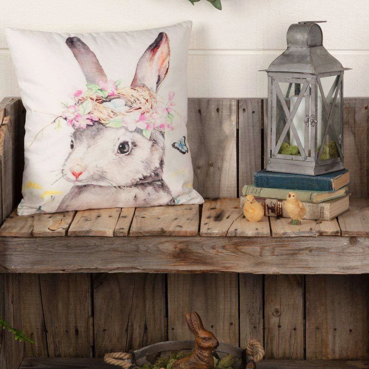 Easter Bunny Whimsy Pillow 18"