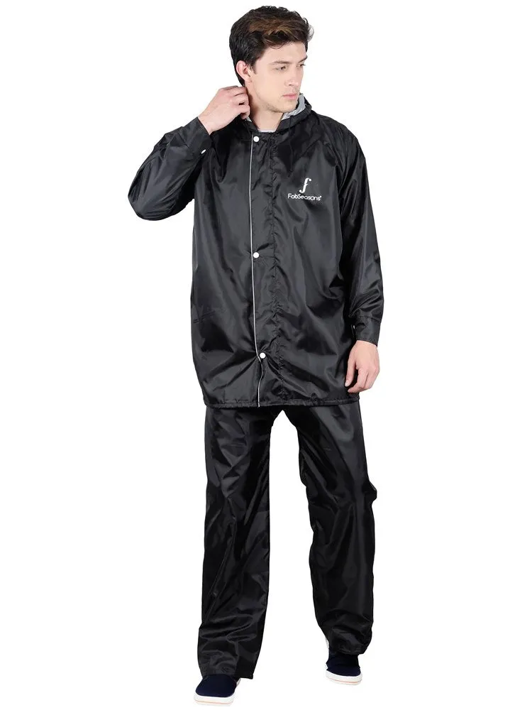 Fabseasons Black Reversible Unisex Raincoat