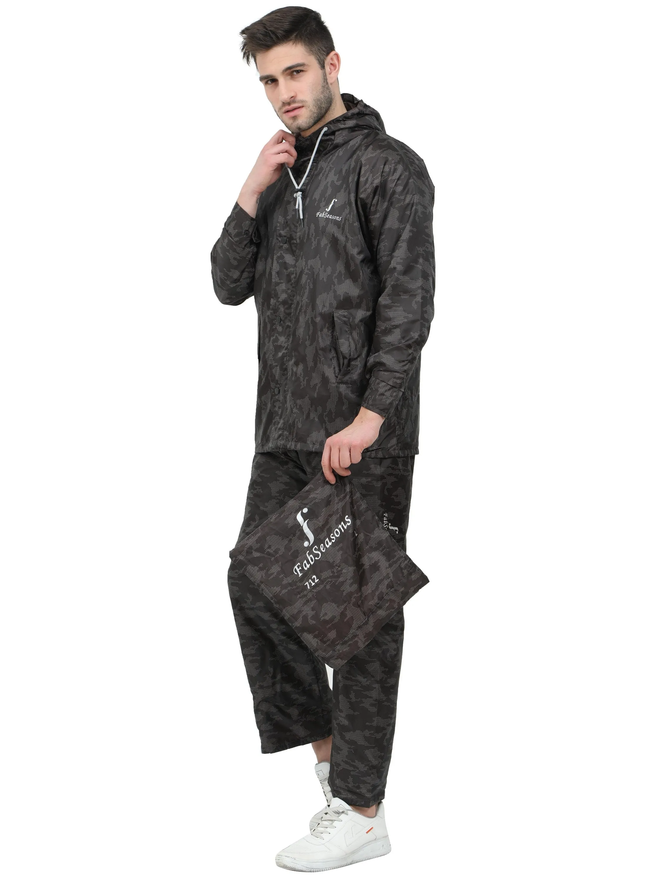 FabSeasons Printed Double Layered Waterproof Unisex Raincoat set of pant & top- Camo Brown