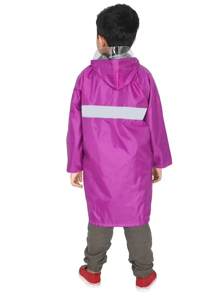 Fabseasons Unisex Purple Waterproof Long - Full  raincoat for Kids with hood