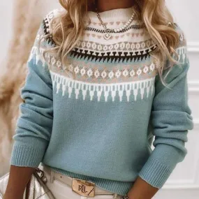 Fair Isle Knit Sweater with Geometric Design