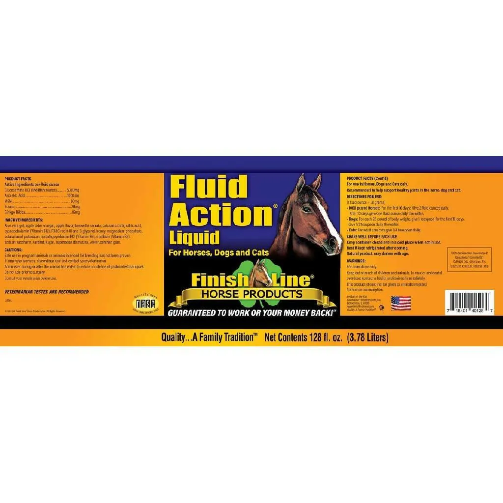 Finish Line Fluid Action Joint Supplement Support Liquid For Horses (32 oz)