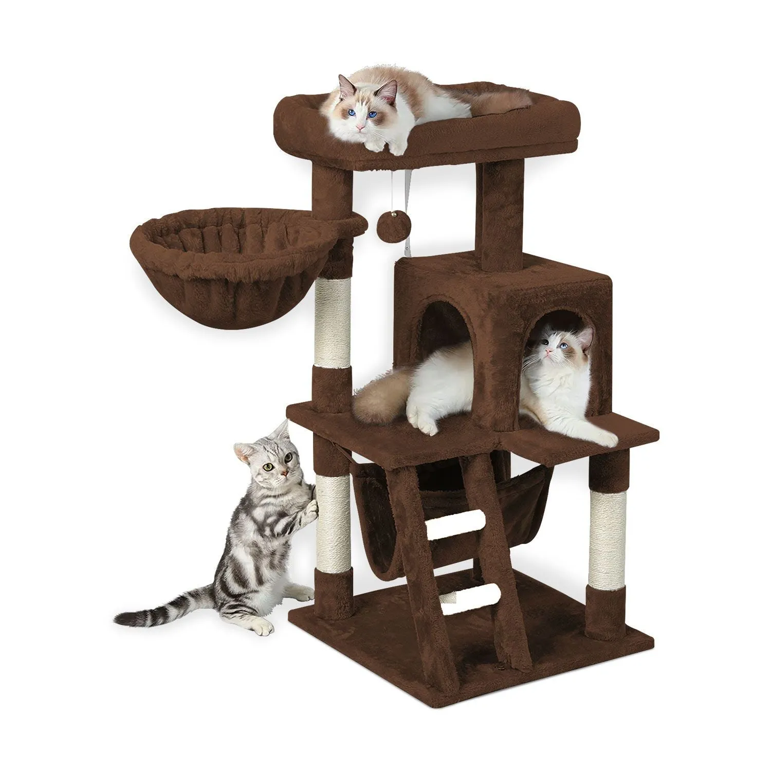 Floofi - 104cm Plush Cat Condo Cat Tree - Brown