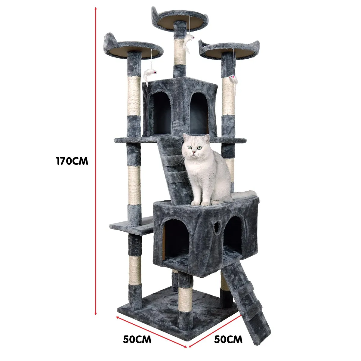 Furtastic - 170cm Cat Tree Scratching Post - Dark Grey