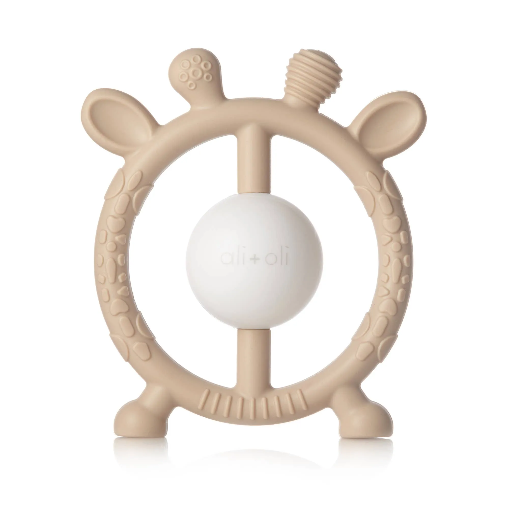 Giraffe Teether & Rattle Food-Grade Silicone Toy (Taupe)