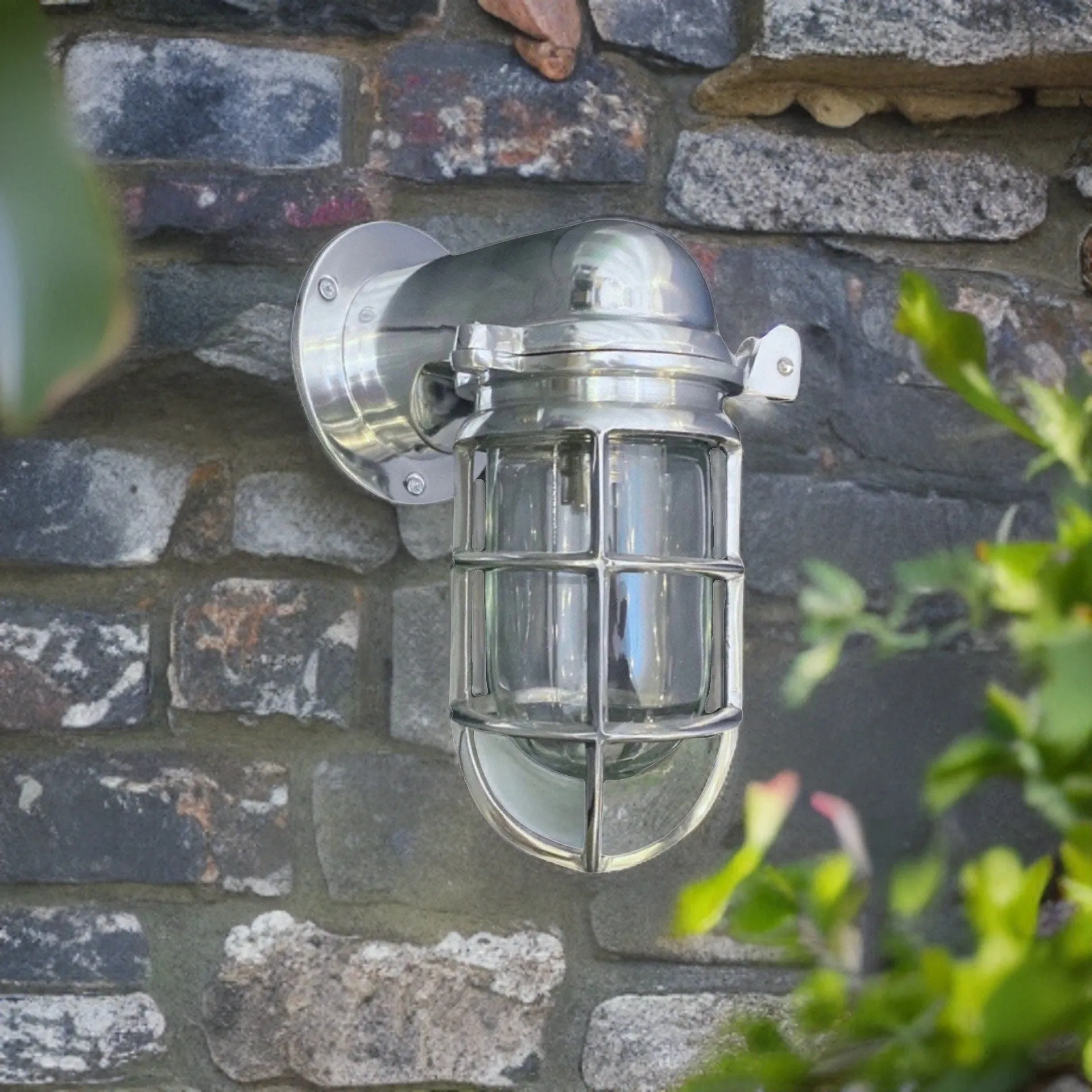 Happisburgh ~ Bulkhead Outdoor & Bathroom Wall Light | Solid Polished Aluminium | 10 Inch