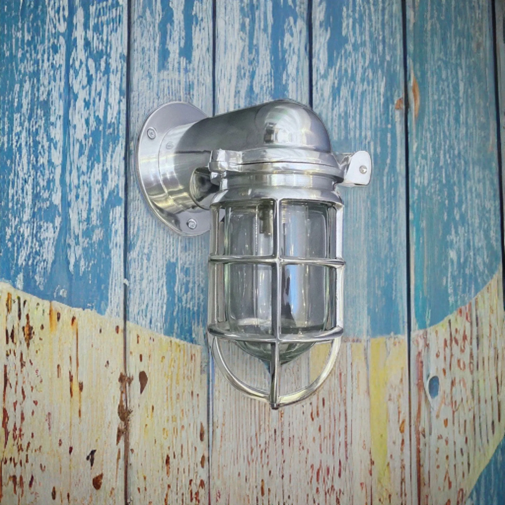 Happisburgh ~ Bulkhead Outdoor & Bathroom Wall Light | Solid Polished Aluminium | 10 Inch