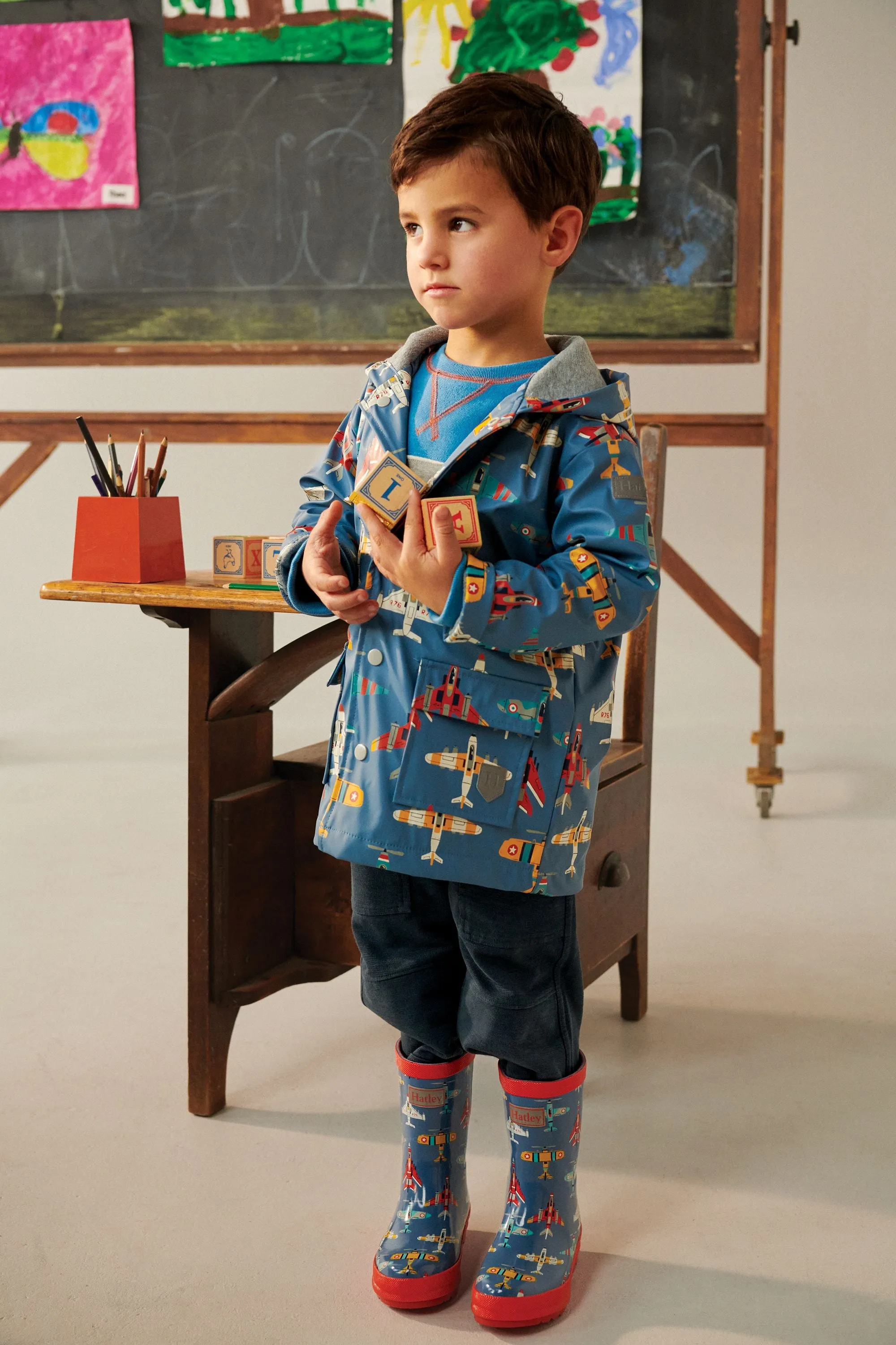 Hatley Flying Aircrafts Raincoat - Provincial Blue