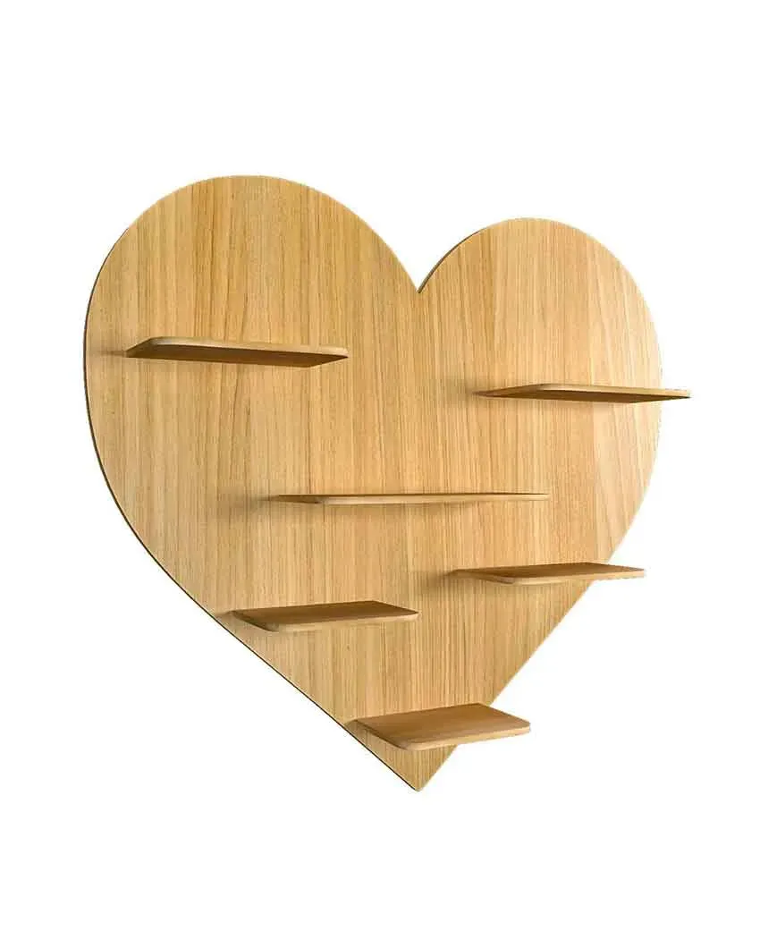 Heart Backlit Designer Wooden Wall Shelf | 29 x 32 inches